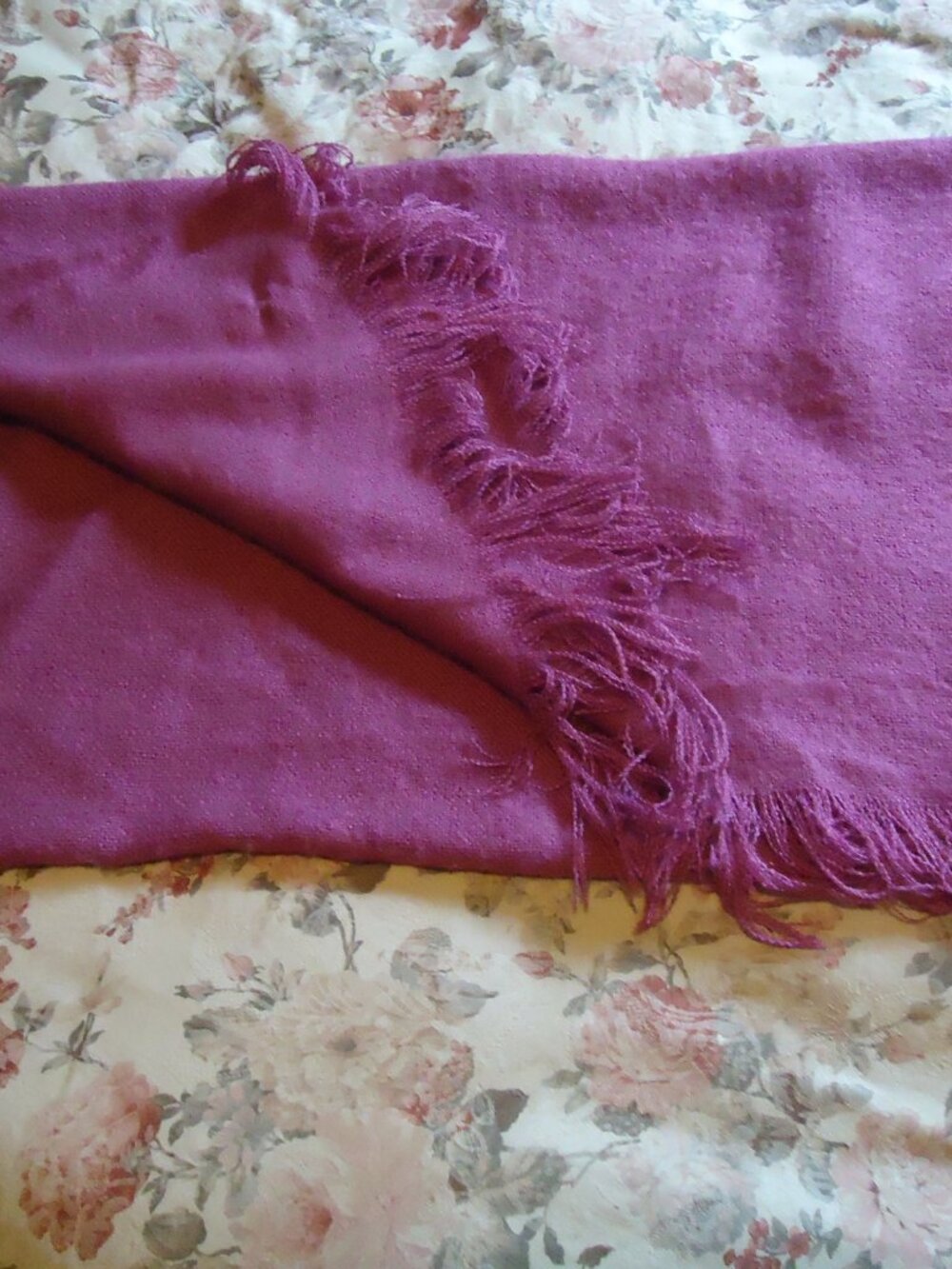 Fuchia pink hand woven wool shawl